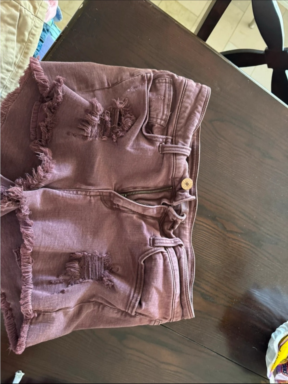 Daytrip Mauve Distressed Denim Shorts